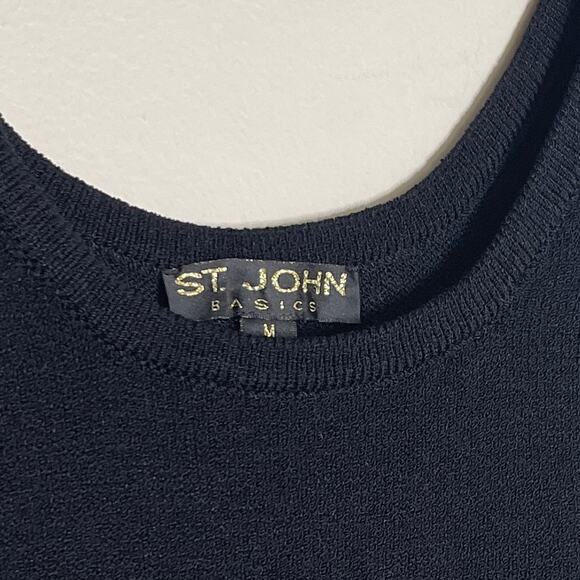 St. John Basics Santana Knit Sleeveless Scoop Neck Sweater Black Size M - Picture 4 of 5